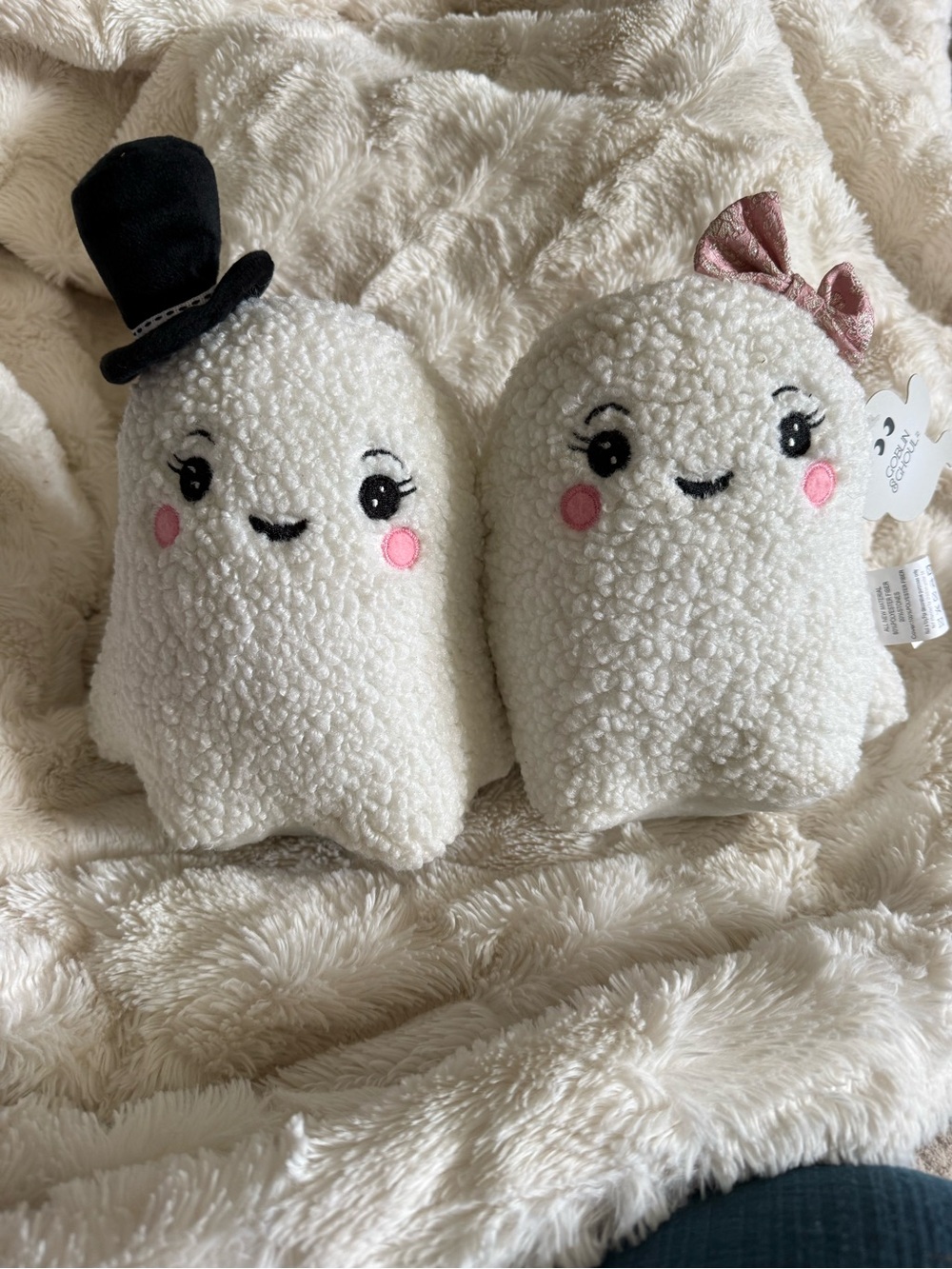 Goblin &Ghoul-Plush Sherpa Ghost Buddy Pair - weighted bottom for easy standing